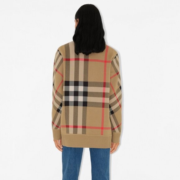 Burberry Beige Wool-Blend Check Cardigan - Picture 2 of 12